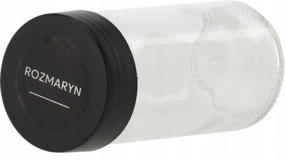 PRZYPRAWNIK KWADRATOWY 16,5 x 16,5 x 33,5 CM Z RĄCZKĄ 16 SŁOICZKÓW CZARNO-SREBRNY