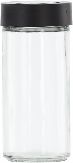 PRZYPRAWNIK KWADRATOWY 16,5 x 16,5 x 33,5 CM Z RĄCZKĄ 16 SŁOICZKÓW CZARNO-SREBRNY