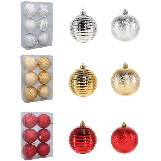 GIF7276 KPL. 6 BOMBEK 8 CM CZERWONY/ZŁOTY/SREBRNY