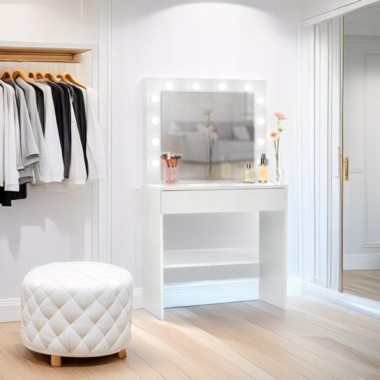 TOALETKA DO WIZAŻU BIAŁA Z OŚWIETLENIEM 80 X 40 X 140 CM