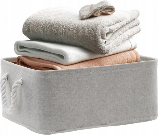 ZESTAW 3 ORGANIZERÓW BEŻOWYCH Z DEKORACYJNĄ PODSZEWKĄ SALON ŁAZIENKA GARDEROBA