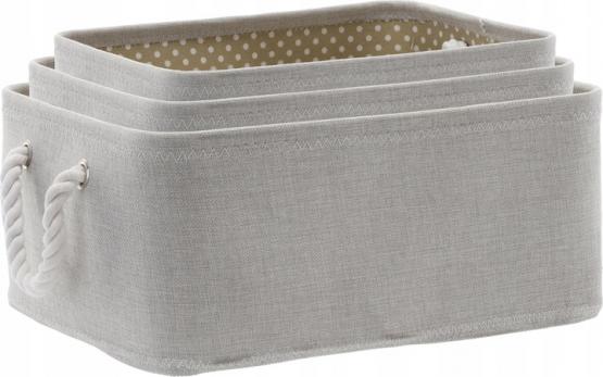 ZESTAW 3 ORGANIZERÓW BEŻOWYCH Z DEKORACYJNĄ PODSZEWKĄ SALON ŁAZIENKA GARDEROBA