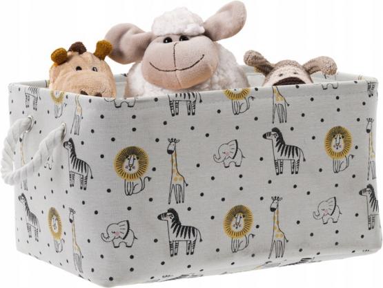 ZESTAW 3 ORGANIZERÓW Z MOTYWEM SAFARI POJEMNIKI NA ZABAWKI RÓŻNE ROZMIARY