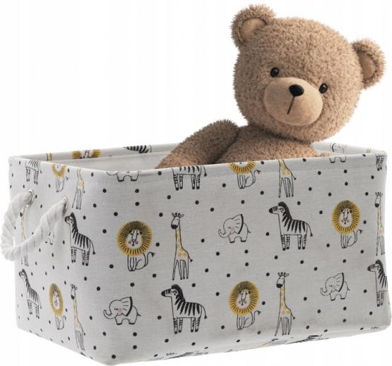 ZESTAW 3 ORGANIZERÓW Z MOTYWEM SAFARI POJEMNIKI NA ZABAWKI RÓŻNE ROZMIARY