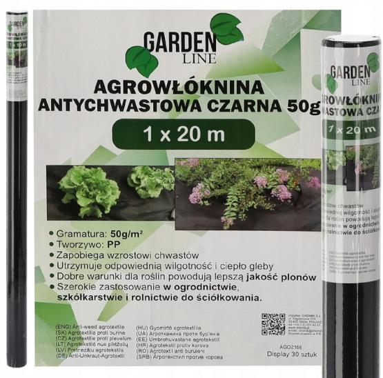 AGROWŁÓKNINA ANTYCHWASTOWA 1 x 20 M CZARNA 50g