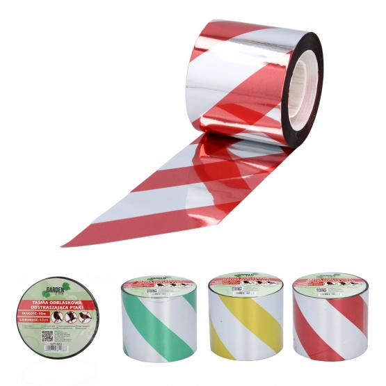 TAŚMA ODBLASKOWA ODSTRASZAJĄCA PTAKI MIX KOLOR DŁ.50 M SZER.4,8 CM