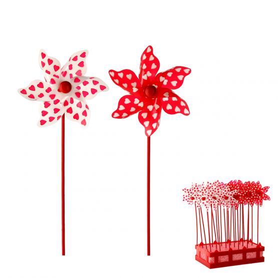 WIATRAK W SERDUSZKA 9 x 27,5 CM BIAŁY/CZERWONY