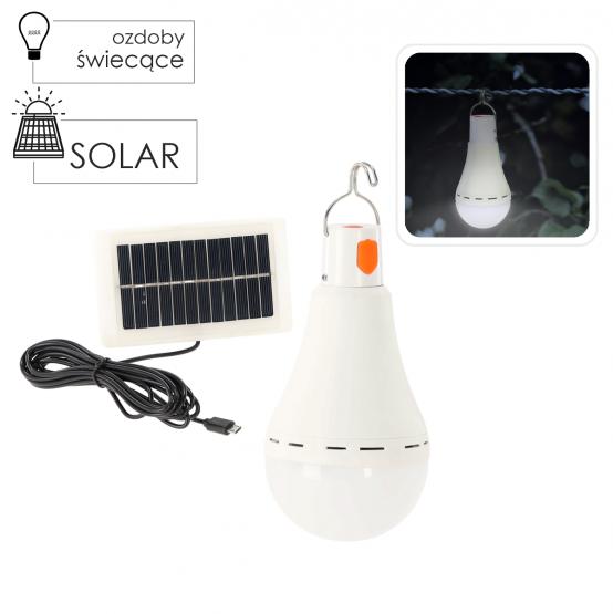 LAMPA SOLARNA 7,6 x 7,6 x 14,6 CM ŻARÓWKA LED ZIMNY BIAŁY
