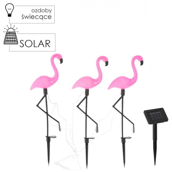 LAMPA SOLARNA 25 x 15 x 53 CM 3 FLAMINGI 6 LED ZIMNY BIAŁY