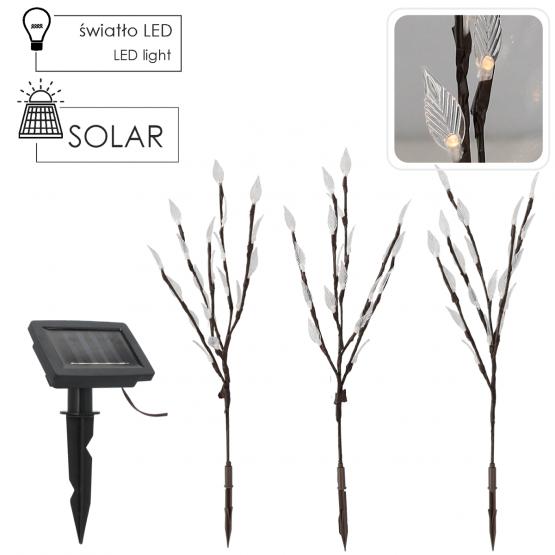 LAMPA SOLARNA H 60 CM 3 GAŁĄZKI 60 LED CIEPŁY BIAŁY