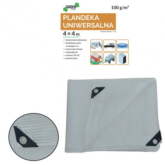 PLANDEKA 4 X 4 M (+/- 5%) 100GSM 3% UV PRZEŹROCZYSTA