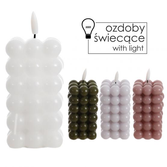 ŚWIECA WOSKOWA LED - BUBBLE 6 x 11,5 CM MIX KOLOR