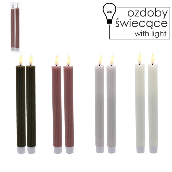 KPL. 2 ŚWIEC WOSKOWYCH LED 2,2 x 24,5 CM MIX KOLOR