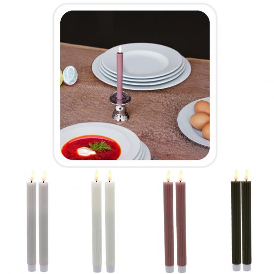 KPL. 2 ŚWIEC WOSKOWYCH LED 2,2 x 24,5 CM MIX KOLOR