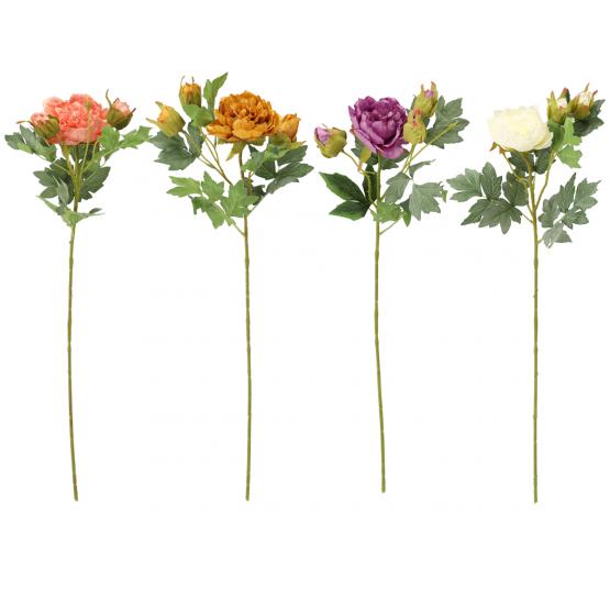 SZTUCZNA GAŁĄZKA - BUKIET 4 PIWONII MIX KOLORÓW