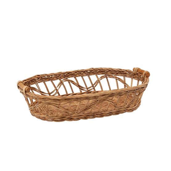 KOSZYK RATTANOWY Z DWOMA UCHWYTAMI OWALNY 37 x 22 x 8/9 CM