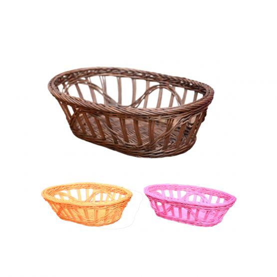 KOSZYK RATTANOWY OWALNY 25 x 17,5 x 8 CM CZEKOLADOWY/RÓŻOWY/POMARAŃCZOWY