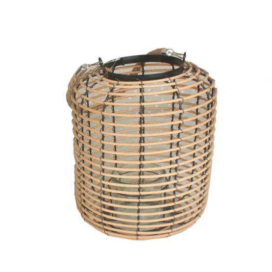 LAMPION 20 x 30 CM Z WKŁADEM SZKLANYM - CZARNO-NATURALNY