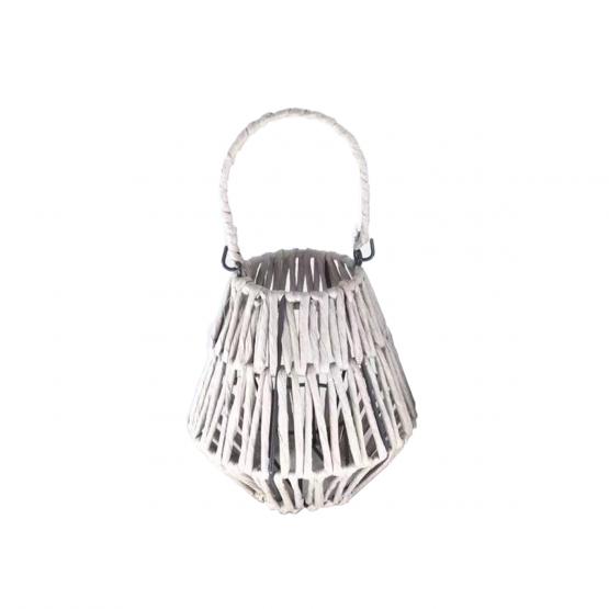 ILS3162 LAMPION 18 x 20 CM Z WKŁADEM SZKLANYM - BIAŁY