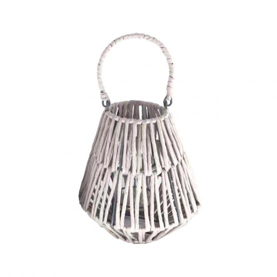 LAMPION 21 x 23 CM Z WKŁADEM SZKLANYM - BIAŁY