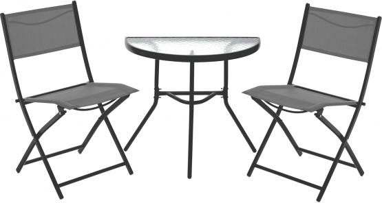 ZESTAW MEBLE BALKONOWE - STOLIK POŁÓWKA + 2 SKŁADANE KRZESŁA SZARY