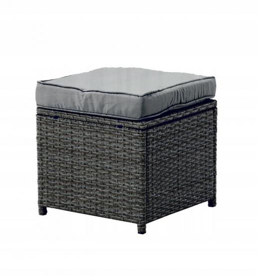 ZESTAW MEBLI OGRODOWYCH NAROŻNIK STÓŁ PUFY RATTAN SZARY