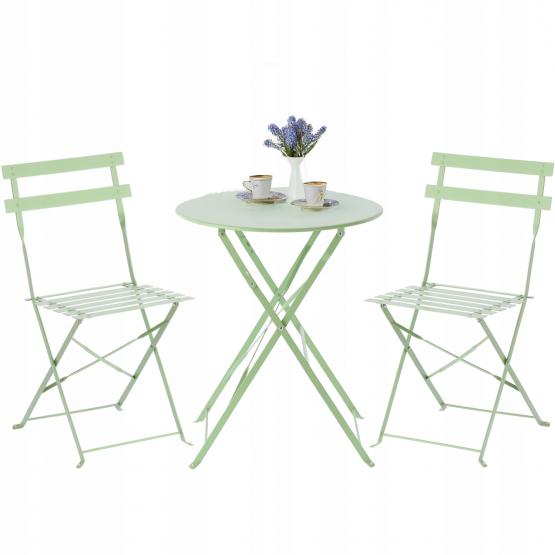 Zestaw Mebli Ogrodowych Garden Line Zielony (Stół Okrągły + 2 Krzesła)