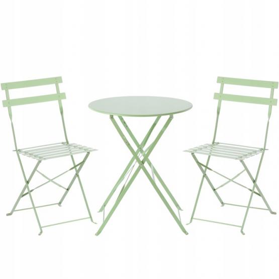 Zestaw Mebli Ogrodowych Garden Line Zielony (Stół Okrągły + 2 Krzesła)