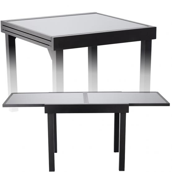 STÓŁ OGRODOWY ROZKŁADANY ALUMINIOWY 90/180 x 90 x 75,5 CM NOWOCZESNY SZARY