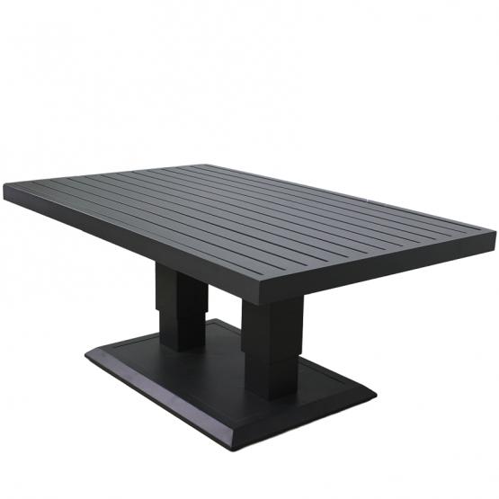 Zestaw Mebli Aluminiowych Garden Line Szary z Szarymi Poduszkami - Sofa Narożna + Pufa + Stolik