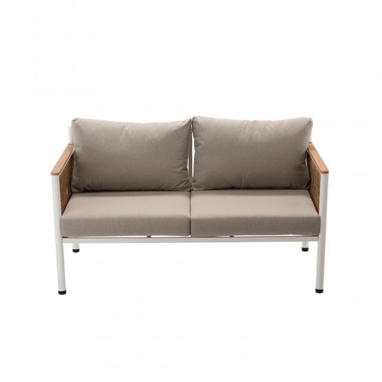 Zestaw Mebli Aluminiowych Belgrad Garden Line Beżowy z Beżowymi Poduszkami – Sofa + 2 Fotele + Stolik