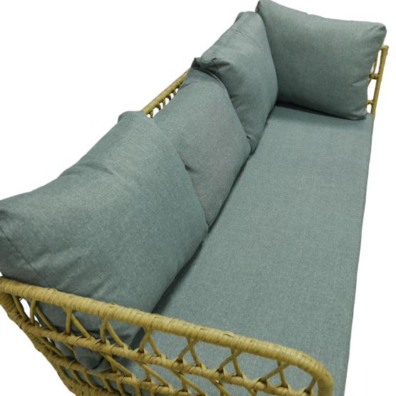 Zestaw Mebli Ogrodowych – Brązowy Narożnik + Stolik + Szare Poduszki Garden Line