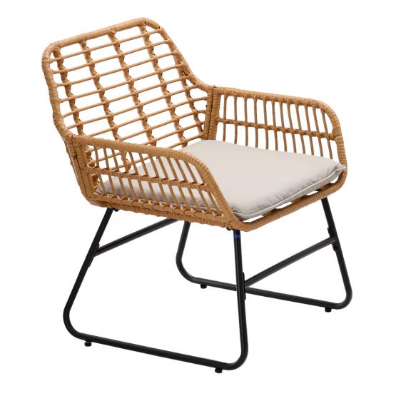 Zestaw Mebli Ogrodowych (2 Krzesła, Stolik) - Brązowy z Szarymi Poduszkami Garden Line 