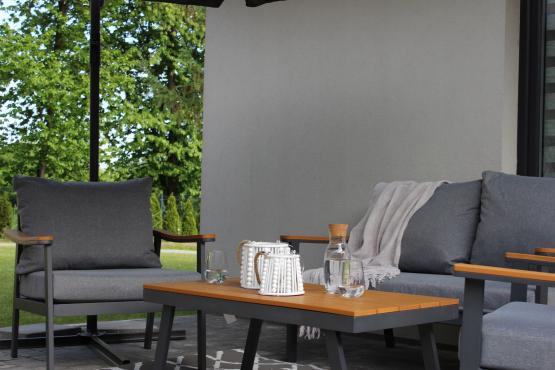 Zestaw Mebli Aluminiowych Lublana Garden Line Szary Aluminiowy - (Sofa + 2 Fotele + Stolik)