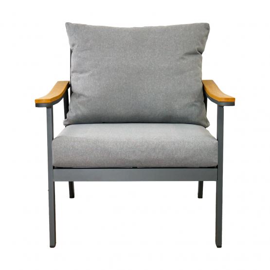 Zestaw Mebli Aluminiowych Lublana Garden Line Szary Aluminiowy - (Sofa + 2 Fotele + Stolik)