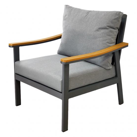 Zestaw Mebli Aluminiowych Lublana Garden Line Szary Aluminiowy - (Sofa + 2 Fotele + Stolik)