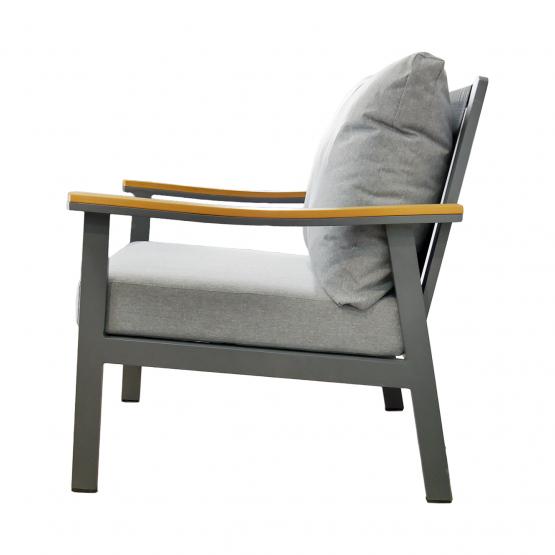 Zestaw Mebli Aluminiowych Lublana Garden Line Szary Aluminiowy - (Sofa + 2 Fotele + Stolik)