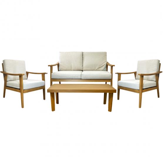 Zestaw Mebli Aluminiowych Tirana Garden Line Beżowy z Beżowymi Poduszkami - (Sofa + 2 Fotele + Stolik) 