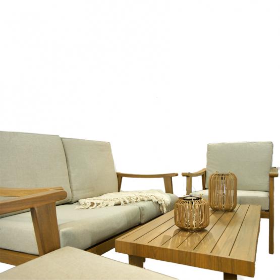 Zestaw Mebli Aluminiowych Tirana Garden Line Beżowy z Beżowymi Poduszkami - (Sofa + 2 Fotele + Stolik) 