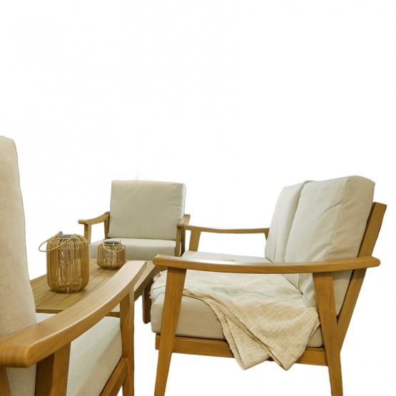 Zestaw Mebli Aluminiowych Tirana Garden Line Beżowy z Beżowymi Poduszkami - (Sofa + 2 Fotele + Stolik) 