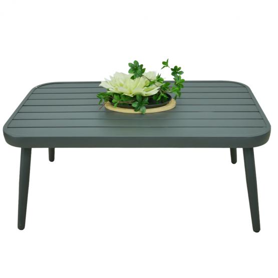 Zestaw Mebli Aluminiowych Garden Line (Sofa + 2 Fotele + Stolik) - Szary z Szarymi Poduszkami