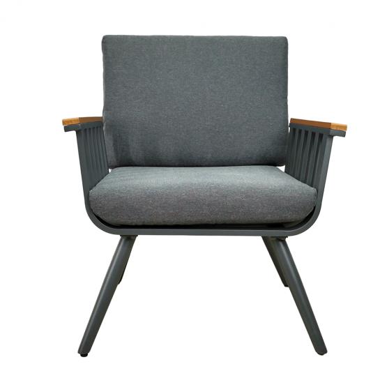 Zestaw Mebli Aluminiowych Garden Line (Sofa + 2 Fotele + Stolik) - Szary z Szarymi Poduszkami