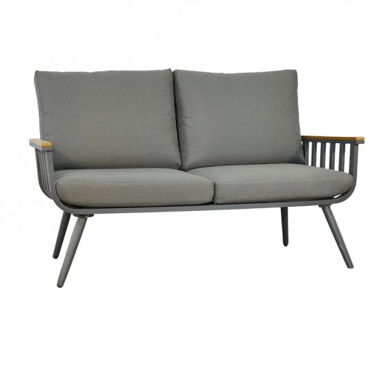 Zestaw Mebli Aluminiowych Garden Line (Sofa + 2 Fotele + Stolik)  - Szary z Szarymi Poduszkami