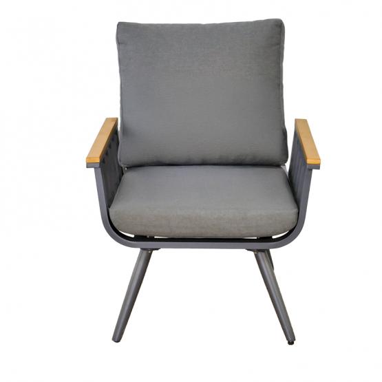 Zestaw Mebli Aluminiowych Garden Line (Sofa + 2 Fotele + Stolik)  - Szary z Szarymi Poduszkami