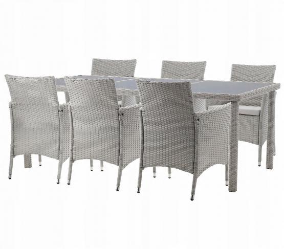 Zestaw Mebli Ogrodowych (8 Foteli + Stół) Kolor Szary Garden Line