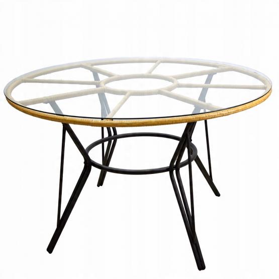 Zestaw Mebli Ogrodowych Garden Line Brązowy z Szarymi Poduszkami - (Stół + 4 Krzesła) 