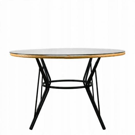 Zestaw Mebli Ogrodowych Garden Line Brązowy z Szarymi Poduszkami - (Stół + 4 Krzesła) 