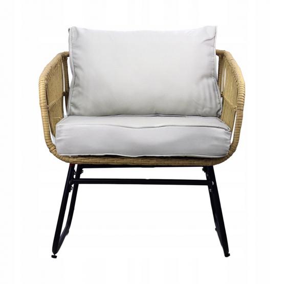 Zestaw Mebli Ogrodowych Garden Line Brązowy z Szarymi Poduszkami - (Sofa + 2 Krzesła + 2 Stoliki)