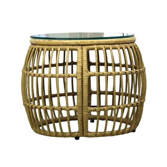 Zestaw Mebli Ogrodowych Garden Line Brązowy z Szarymi Poduszkami - (Sofa + 2 Krzesła + 2 Stoliki)