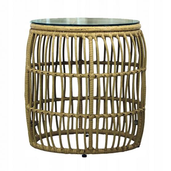 Zestaw Mebli Ogrodowych Garden Line Brązowy z Szarymi Poduszkami - (Sofa + 2 Krzesła + 2 Stoliki)